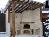 каменная беседка с барбекю
