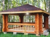 квадратная беседка из оцилиндрованного бревна